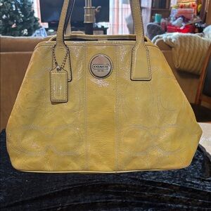 Coach Yellow Embossed Shoulder Bag